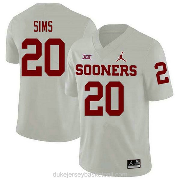 Mens Billy Sims Oklahoma Sooners #20 Jordan Brand Limited White College Football C012 Jersey